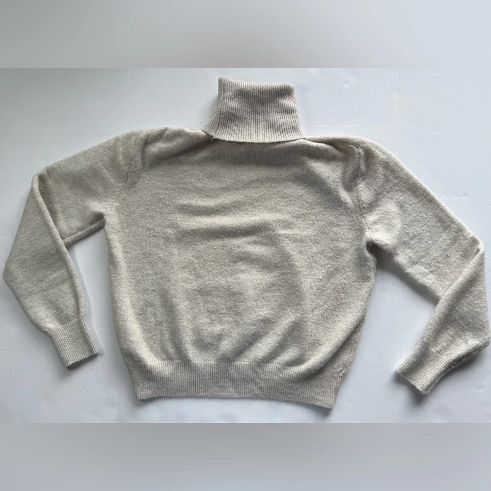H&M Turtleneck Sweater Soft-Knit Loose-Fit Light Gray Melange Size S